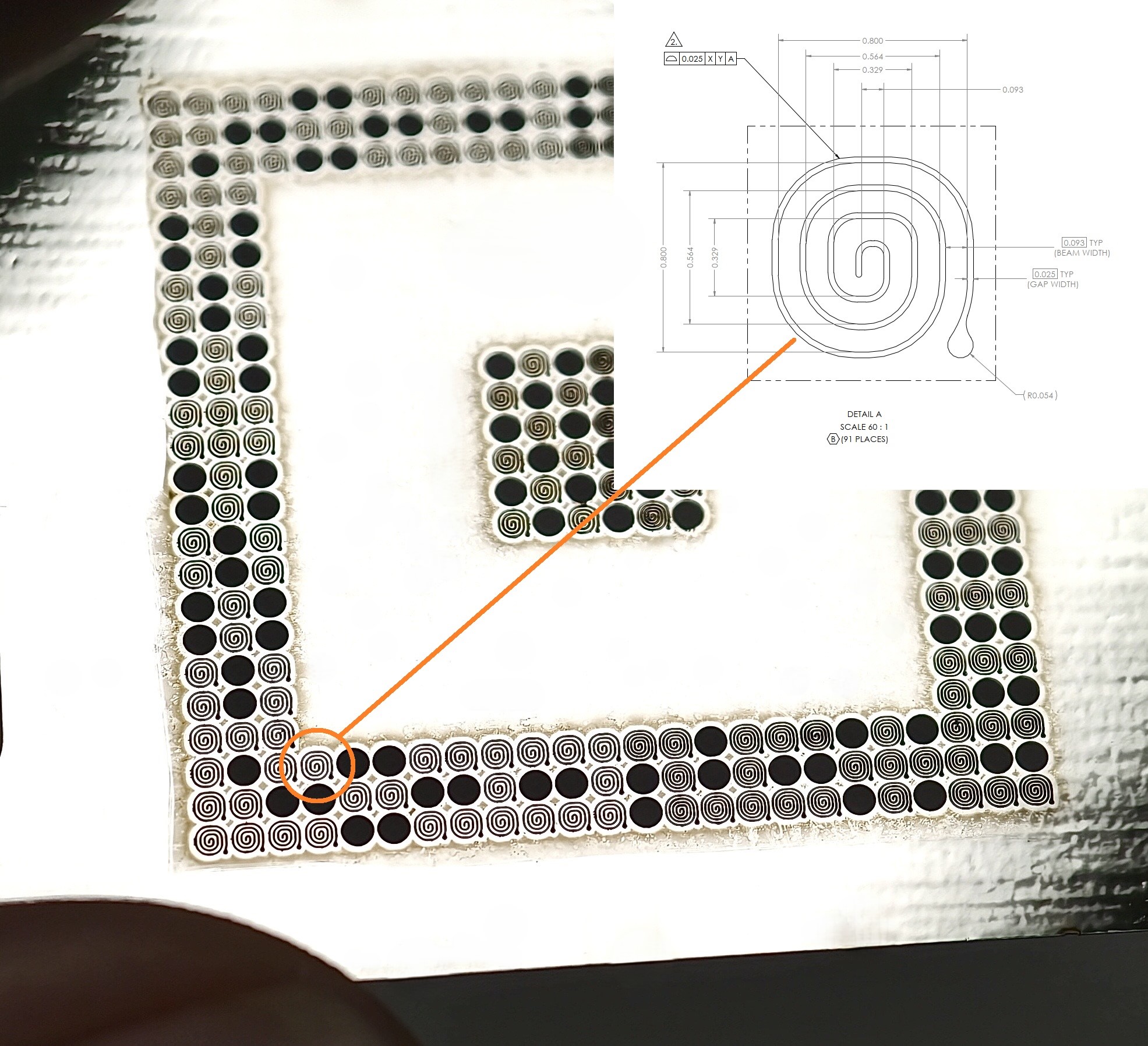 Precision Laser Machining case study for ultra-fine spiral microstructures on 0.03 mm metal foil by DMG MORI LASERTEC 50 Shape Femto