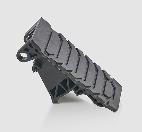 Reinforced plastic pedal Glass fiber reinforced plastic pedal with diagonal anti-slip ribs and integrated mounting hinge